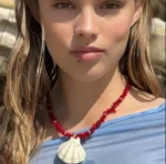 Handmade Red beads Scallop Necklace - Image 6