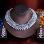 Luxury Bridal Crystal Necklace & Drop Earrings Set
