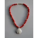 Handmade Red beads Scallop Necklace - Image 9