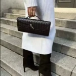 Vegan Leather Woven Clutch - Image 3