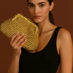 Luxury Hand woven Metallic Crochet Clutch Purse - Image 2