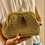 Luxury Hand woven Metallic Crochet Clutch Purse - Image 11