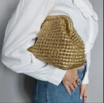 Luxury Hand woven Metallic Crochet Clutch Purse - Image 3