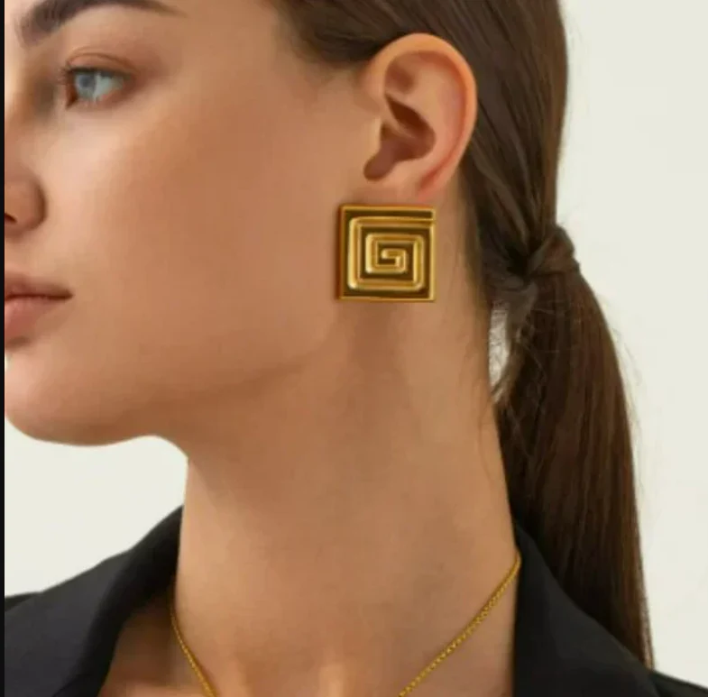 Screenshot2025-08-30031206 SPIRAL SQUARE GOLD EARRINGS - Image 1