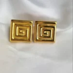 SPIRAL SQUARE GOLD EARRINGS - Image 13