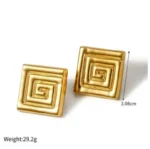 SPIRAL SQUARE GOLD EARRINGS - Image 2