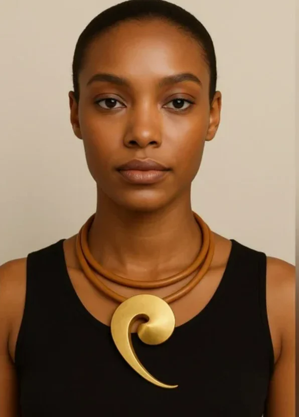 Screenshot2025-09-18003446 Gold Swirl Pendant Leather Necklace - Image 1