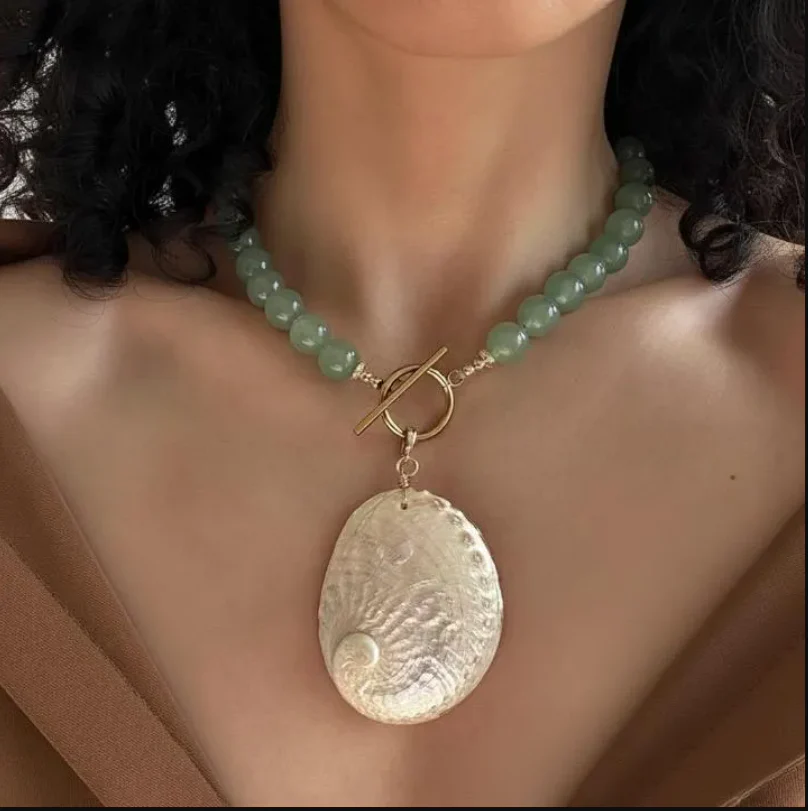 Screenshot2025-11-29213353 Handmade Green Aventurine Bead Necklace with Abalone Shell Pendant - Image 1