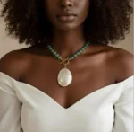 Handmade Green Aventurine Bead Necklace with Abalone Shell Pendant - Image 5