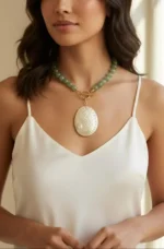 Handmade Green Aventurine Bead Necklace with Abalone Shell Pendant - Image 7