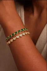 18K Gold Heart Tennis Bracelet - Image 2