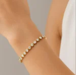 18K Gold Heart Tennis Bracelet - Image 7