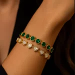 18K Gold Heart Tennis Bracelet