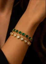 18K Gold Heart Tennis Bracelet