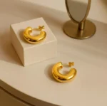 Chunky Gold Hoop Earrings - Image 4
