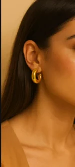 Chunky Gold Hoop Earrings - Image 5