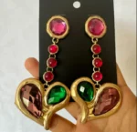 Vintage Classical Style Twin Hearts Drop Earrings
