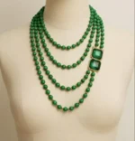 Luxury Emerald Crystal & Malachite Beaded Statement Necklace - Image 5