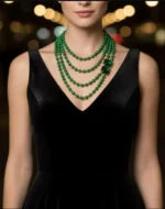 Luxury Emerald Crystal & Malachite Beaded Statement Necklace - Image 6
