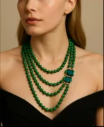 Luxury Emerald Crystal & Malachite Beaded Statement Necklace - Image 7
