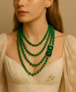 Luxury Emerald Crystal & Malachite Beaded Statement Necklace