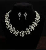 Silver & White Pearl Necklace and Earring Set - Image 2