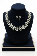 Silver & White Pearl Necklace and Earring Set - Image 7