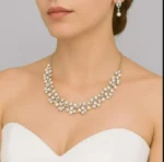 Silver & White Pearl Necklace and Earring Set - Image 6