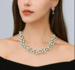 Silver & White Pearl Necklace and Earring Set