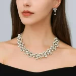 Silver & White Pearl Necklace and Earring Set