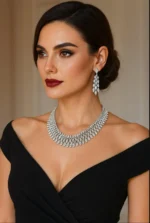 Luxury Bridal Crystal Necklace & Drop Earrings Set - Image 4