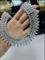 Luxury Bridal Crystal Necklace & Drop Earrings Set - Image 2