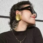 Hollow Curved Oversized Round Earrings - Image 2