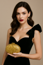 Egg Shaped Glitter Gold Clutch Purse - Image 2