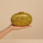 Egg Shaped Glitter Gold Clutch Purse