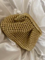 Luxury Hand woven Metallic Crochet Clutch Purse - Image 4