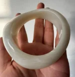 Ivory White Chunky Hand Polished Marble Resin Irregular Bangles - Image 8