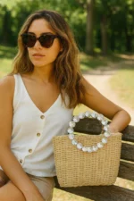 Éclat Straw Crystal Top-Handle Bag - Image 3