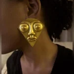 Gold Plated Tribal Face Earrings - Image 4