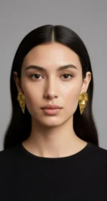 Gold Plated Tribal Face Earrings - Image 3