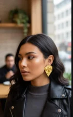 Gold Plated Tribal Face Earrings - Image 2