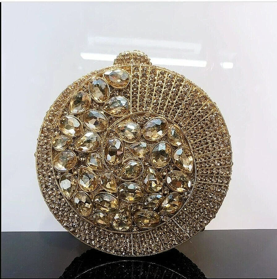 s-l1600 - 2025-12-15T151330.613 Luxury Spiral Gold Crystal Clutch - Image 1