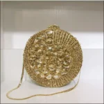 Luxury Spiral Gold Crystal Clutch - Image 5