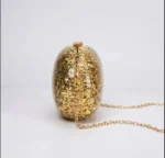 Egg Shaped Glitter Gold Clutch Purse - Image 11