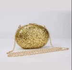 Egg Shaped Glitter Gold Clutch Purse - Image 8