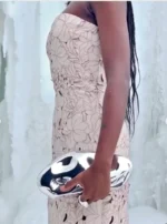 Acrylic Egg Shape Clutch Purse- Silver - Image 11