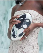 Acrylic Egg Shape Clutch Purse- Silver - Image 3