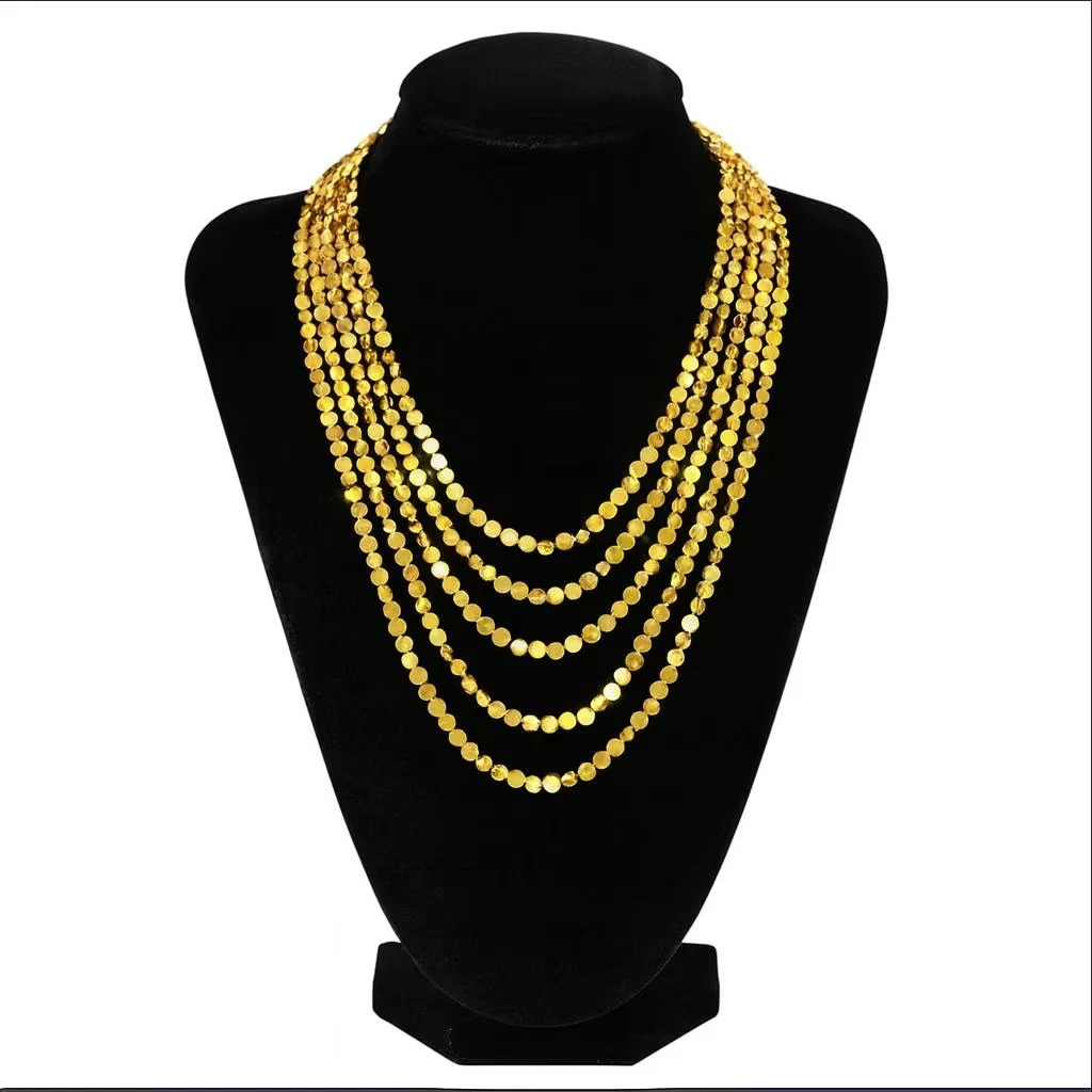 s-l1600 (63) Gold-Plated Multi-Layer Disc Bead Necklace - Image 1