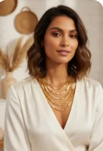 Gold-Plated Multi-Layer Disc Bead Necklace - Image 6