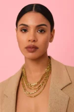 Gold-Plated Multi-Layer Disc Bead Necklace - Image 4